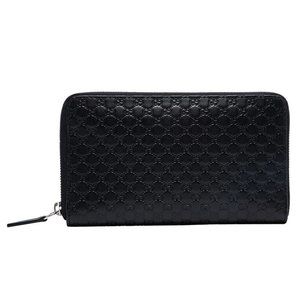 New Gucci Black GG Guccissima Monogram Leather Zip Around Clutch Bag